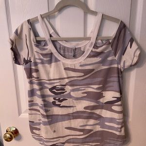 White and Blue Camo Top